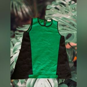 Calvin Klein Vibrant Green Black Blouse Panels Women's Size Medium